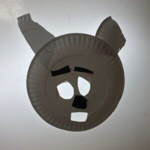 Koala mask made from paper plates.