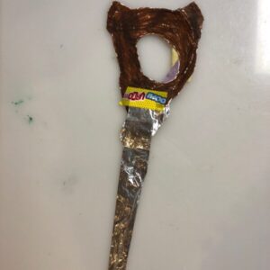 Wand made out of a paper plate and foil.